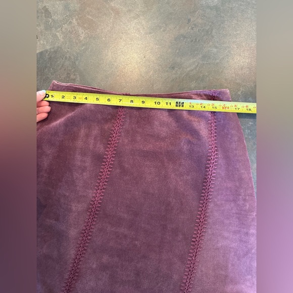 Vintage Leather Plum Suede A-Line Skirt 12 - Picture 5 of 6